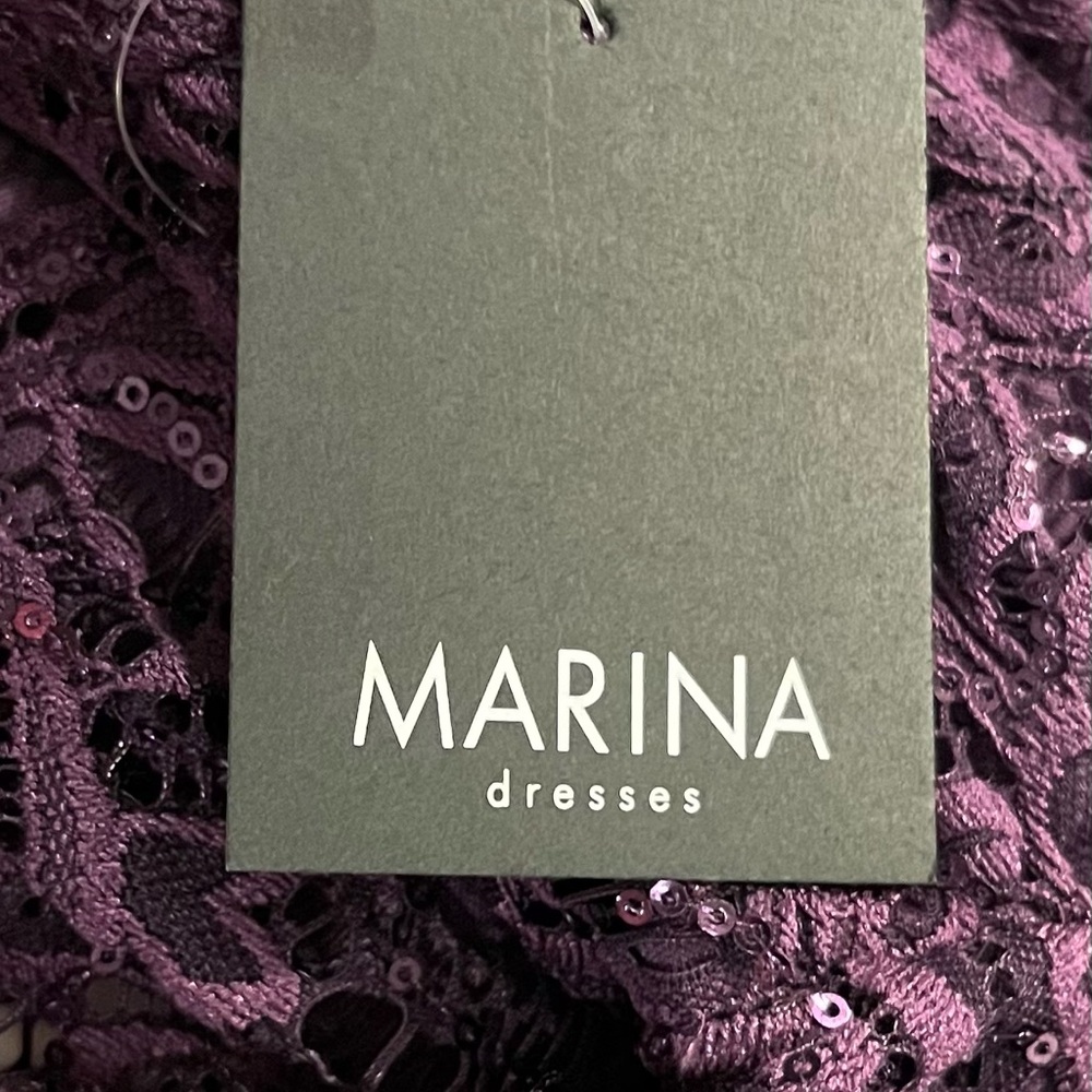 Marina Sequin‎ and Lace Purple Sheath Dress Size XS New With Tags - Picture 10 of 12